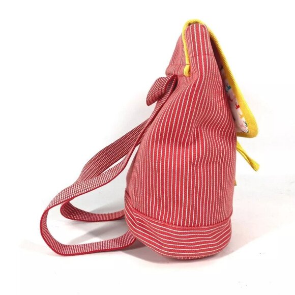 HERMES Sheval Horse Stripe Caval backpack kids bag Backpack Canvas Red/yellow - Picture 9 of 13